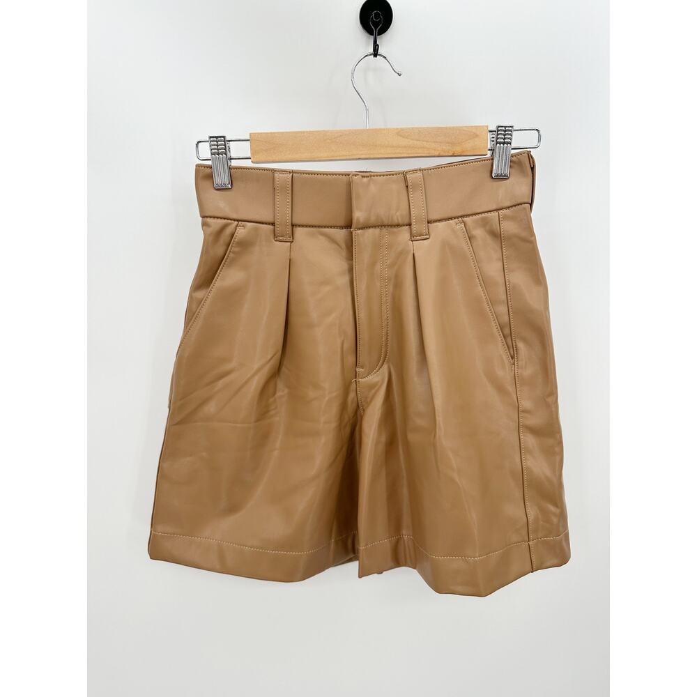 Abercrombie & Fitch Vegan Leather Shorts Womens XS Camel Tan High Waist HE25